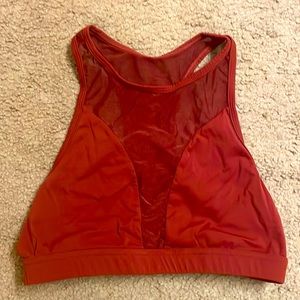 Burnt orange mesh sports bra